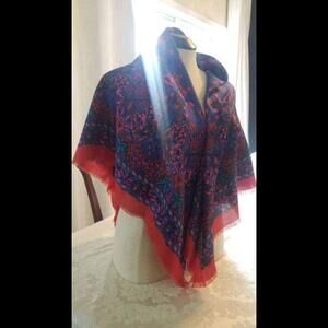 Large Scarf or Wrap with Fringe 46 inches x 43 inches